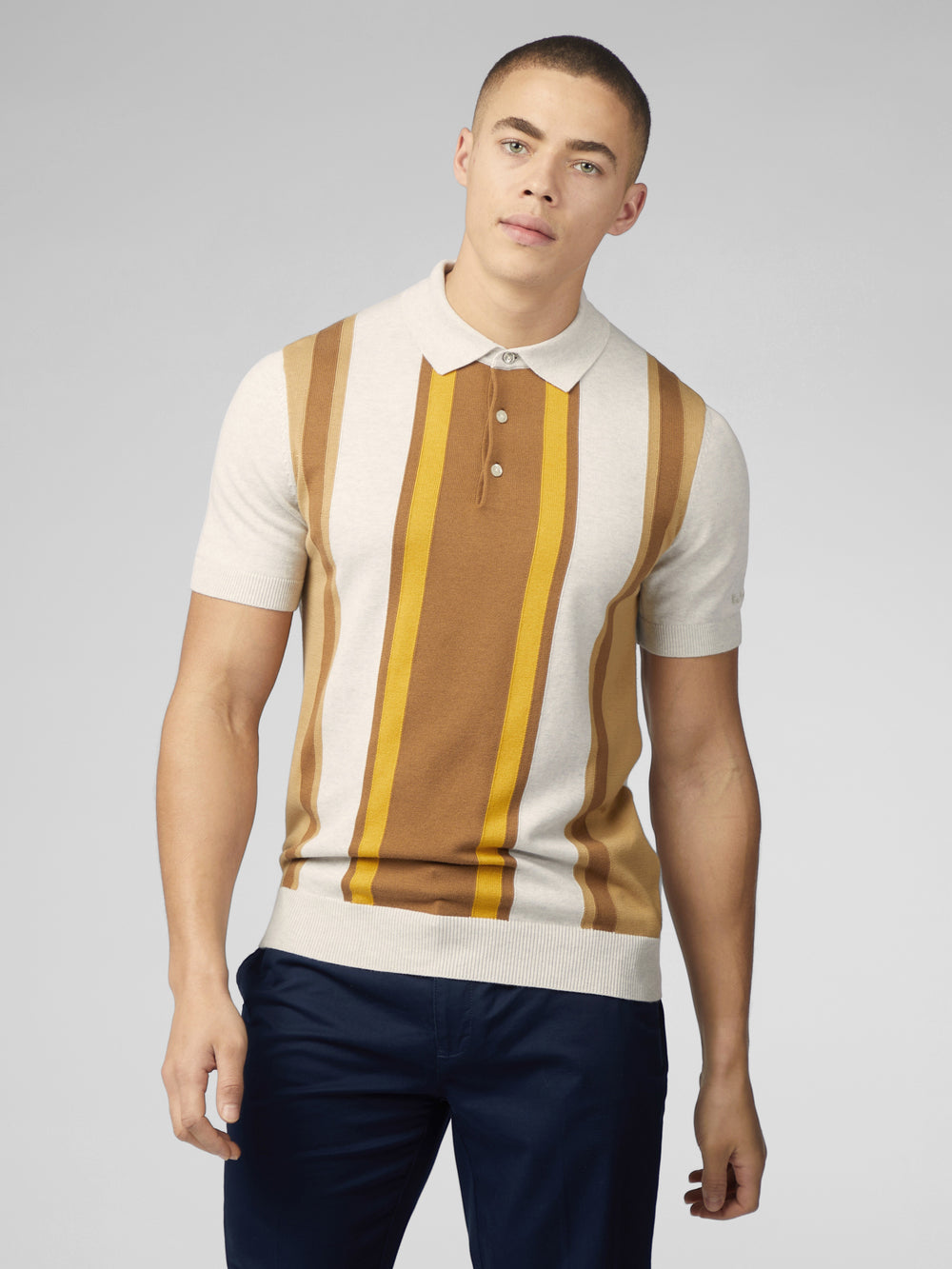 Knitwear Ben Sherman Signature Vertical Stripe Polo Blanche | BMB-83940346